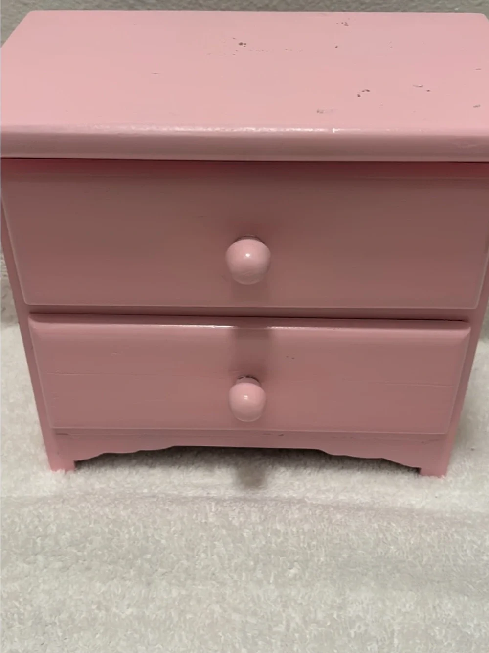 Pink Wooden 2-Drawer Jewelry Chest
